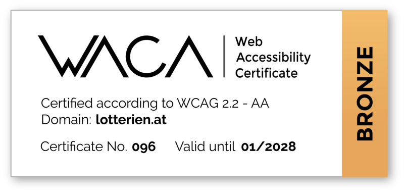 WACA certification badge for lotterien.at. WACA certification