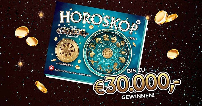 Rubbellos Horoskop - bis zu 30.000 Euro gewinnen.